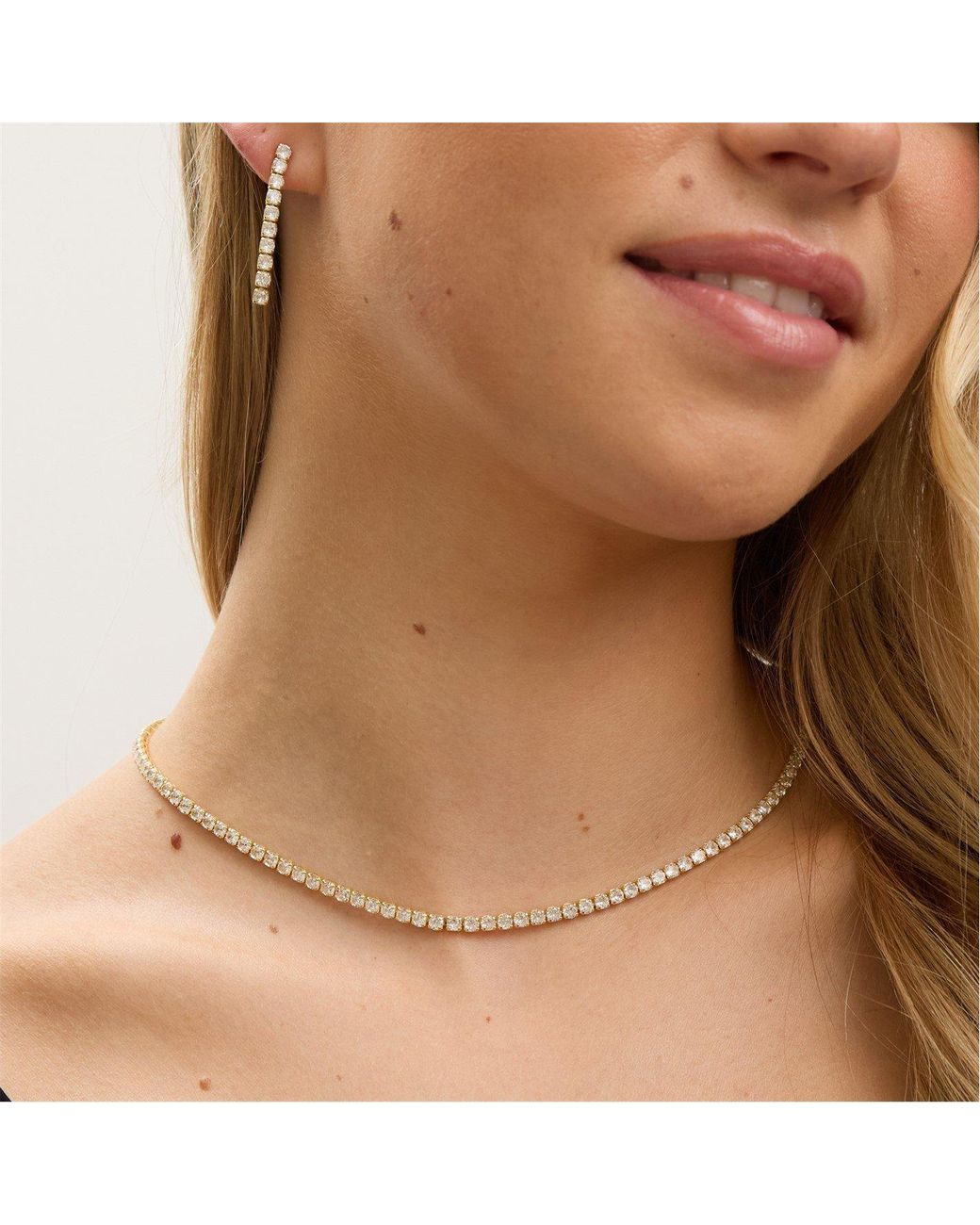 Jon Richard Metallic Plated Cz Round Tennis Necklace