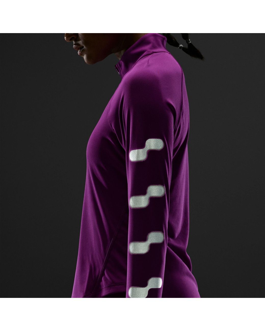 Nike Purple Tempo Flash Half-Zip Long Sleeve Performance T-Shirt