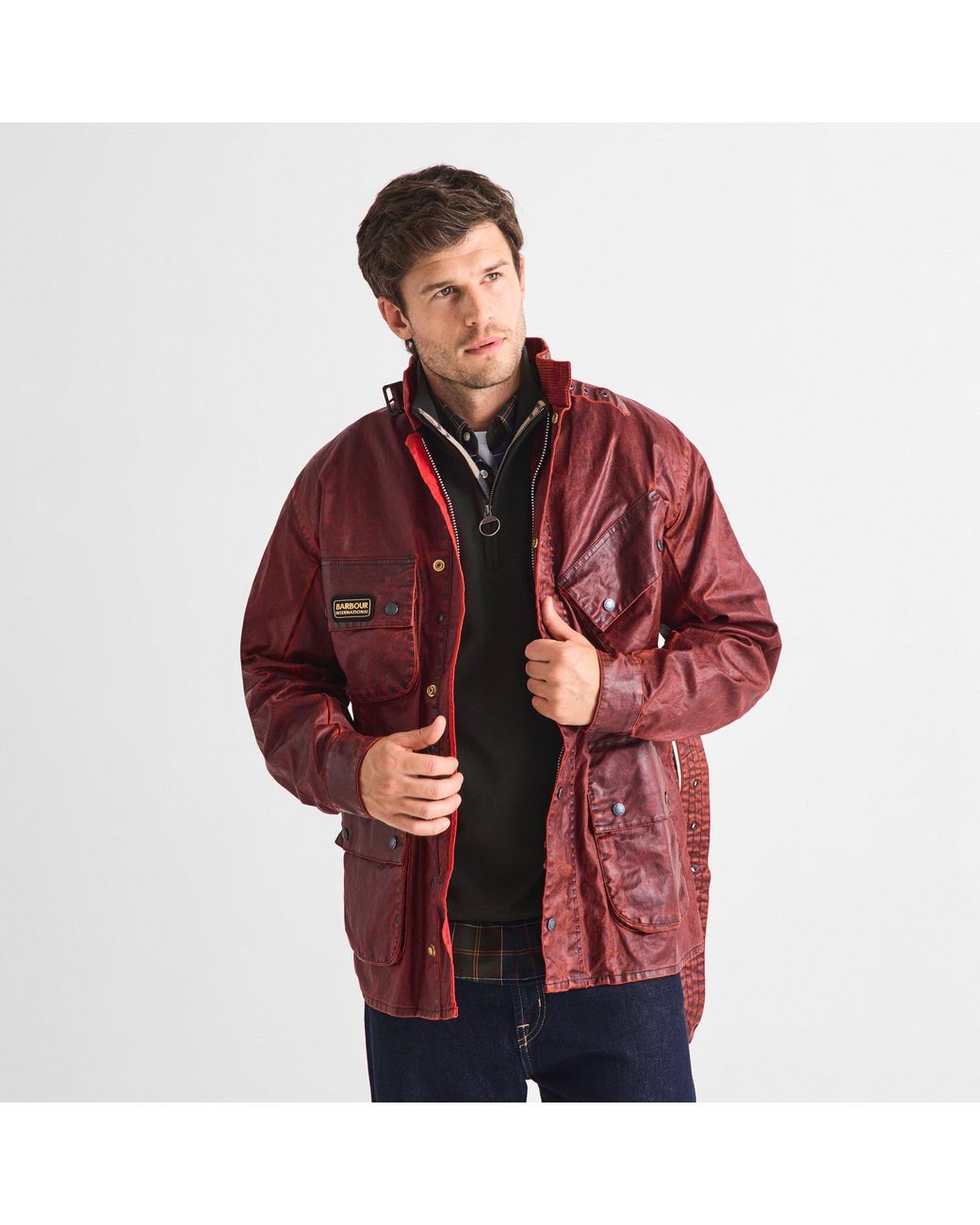 Barbour Red 90Th Anniversary A7 Cotton Wax Jacket for men