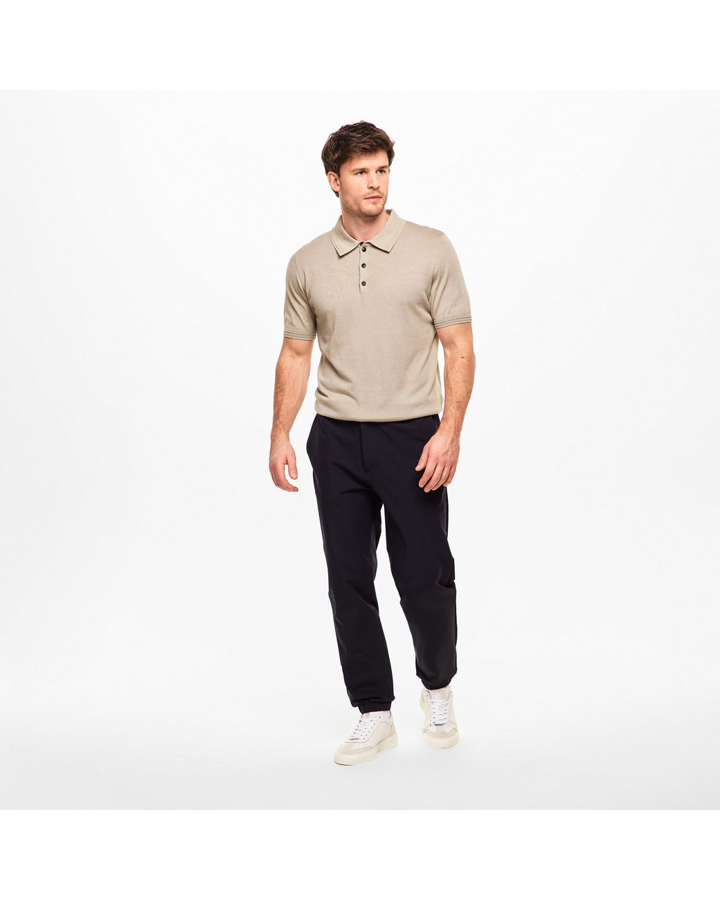 Pal Zileri Natural Button Knit Short Sleeve Polo Shirt for men