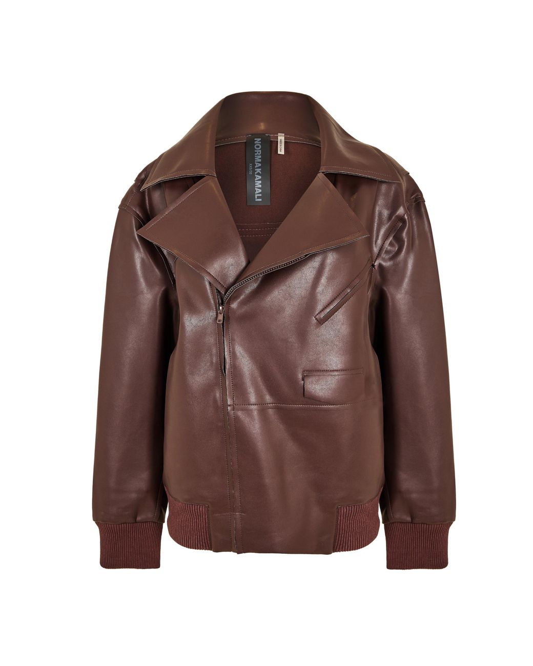 Norma Kamali Brown Moto Bomber Jacket