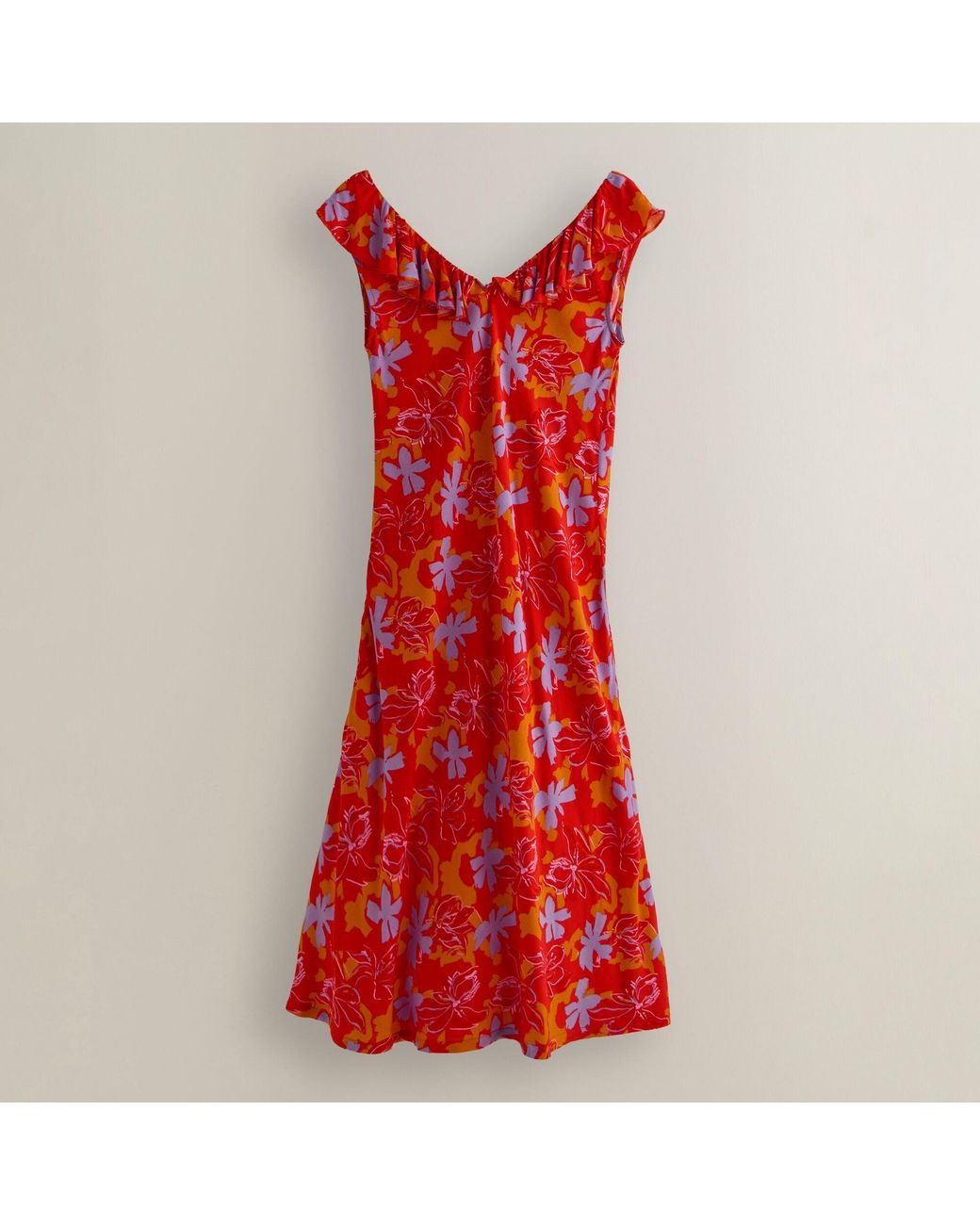 Regatta Red Casablanca V-Neck Ruffle Midi Milkmaid Dress