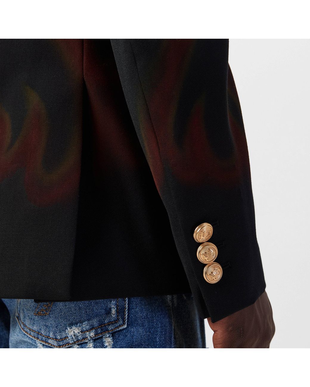 Palm Angels Black Burning Double Breasted Blazer for men