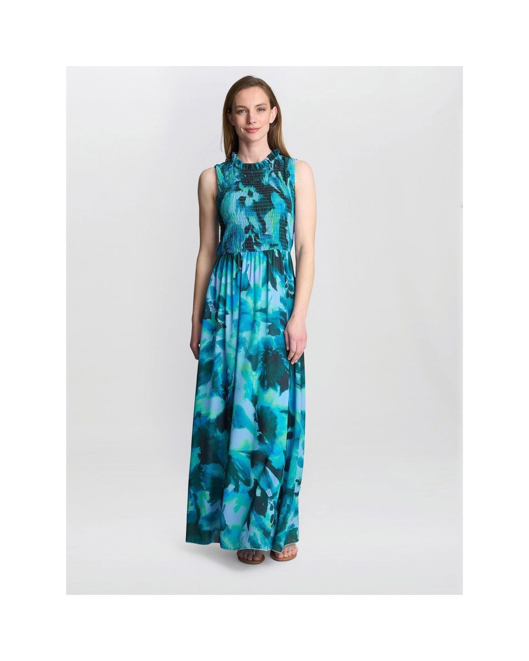 Gina Bacconi Blue Roxanna Sleeveless Shired Top Dress