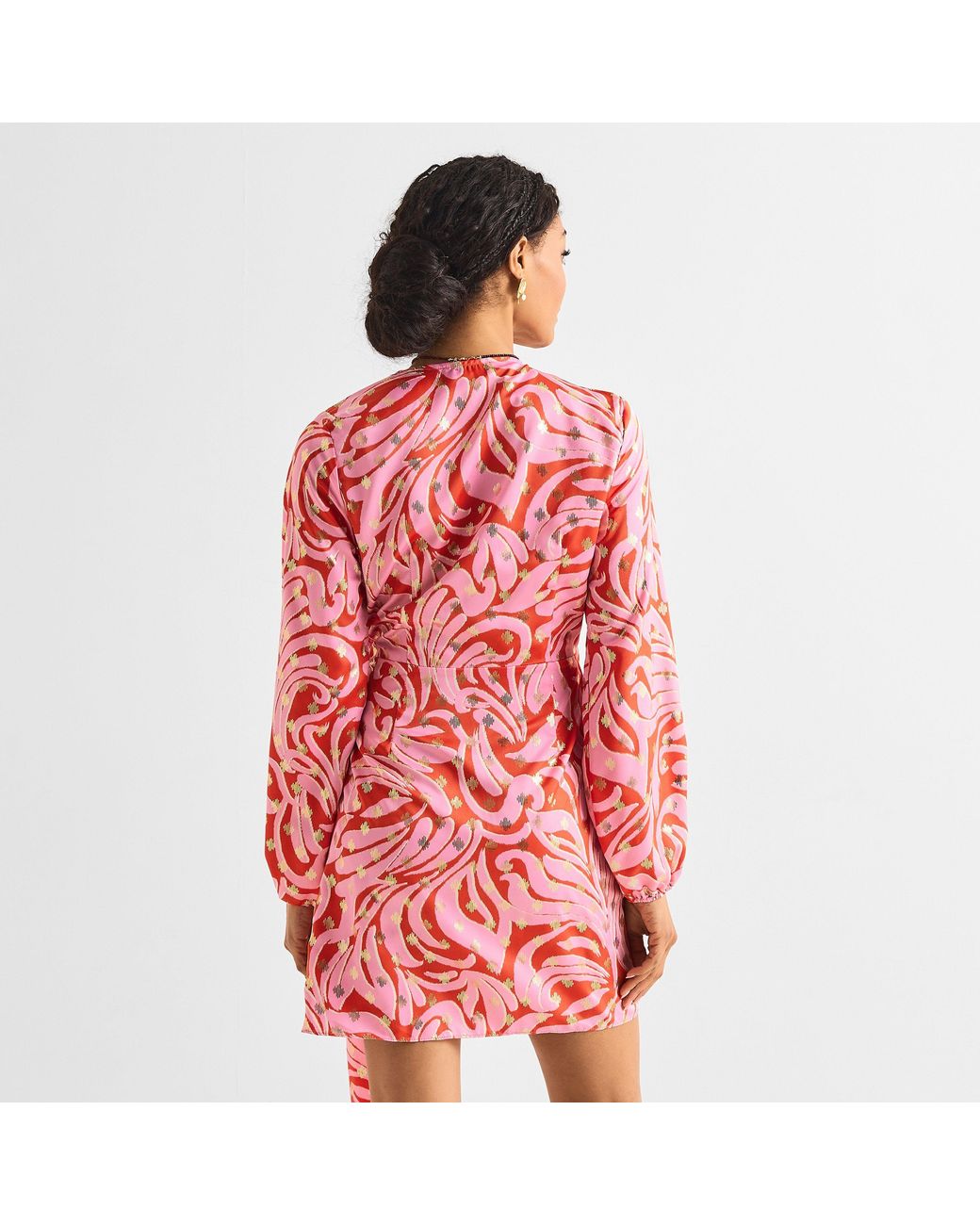 Never Fully Dressed Red Mini Vienna Swirl Wrap Dress