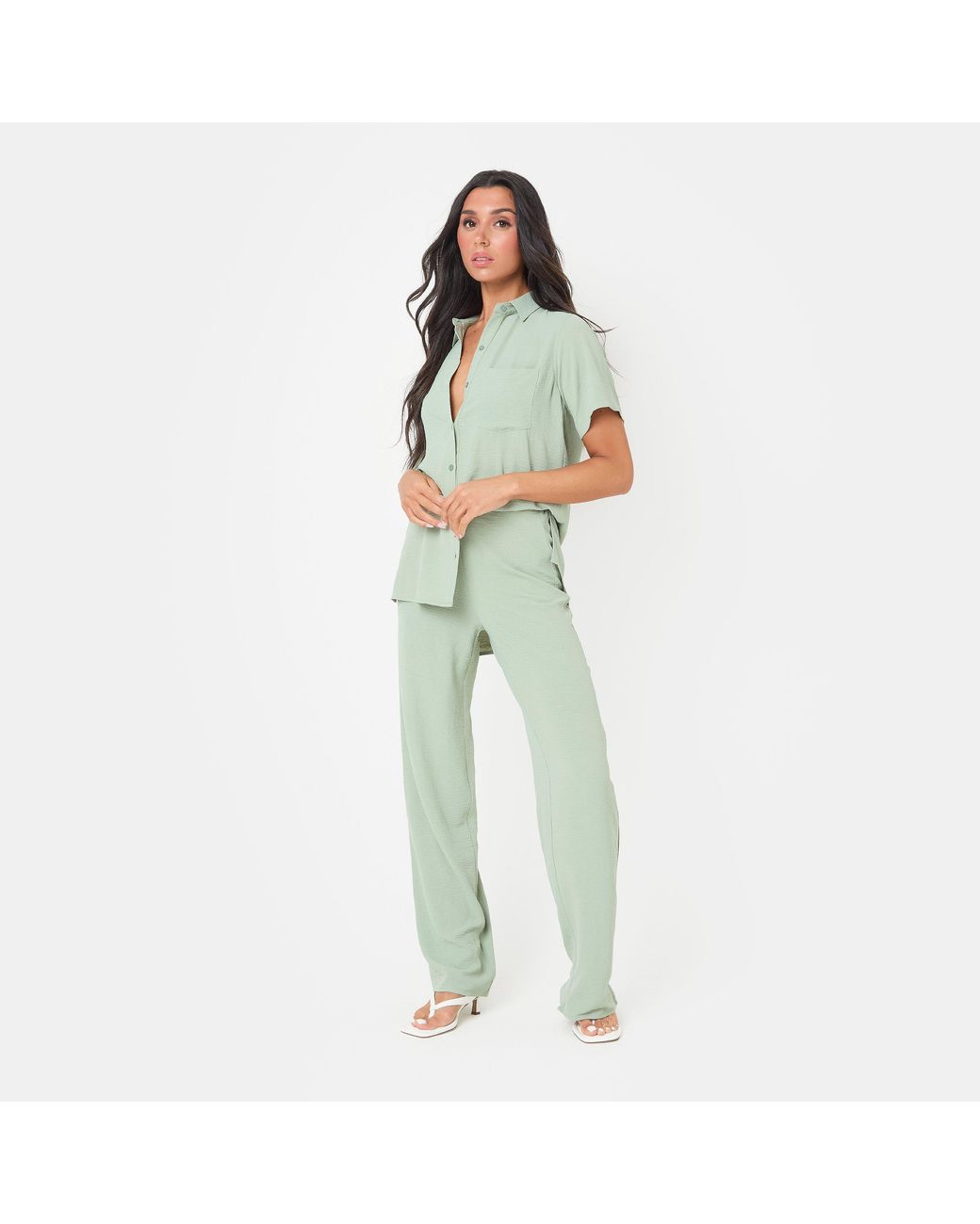 I Saw It First Green Soft Crepe Wide Leg Trousers
