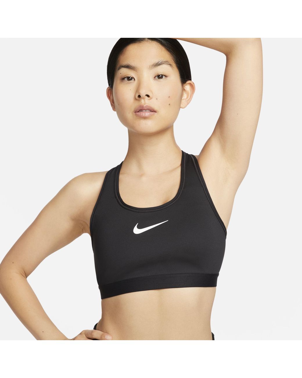 Nike Black Swoosh High Support Non-padded Adjustable Sports Bra