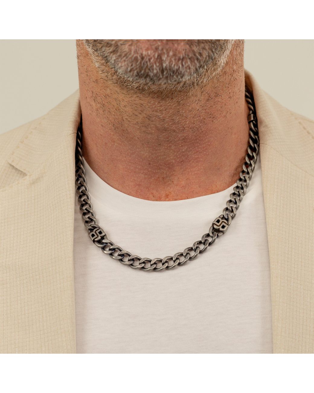 Boss Metallic Double B Absolute 10Mm Antique Finish Magnetic Chain Bracelet for men