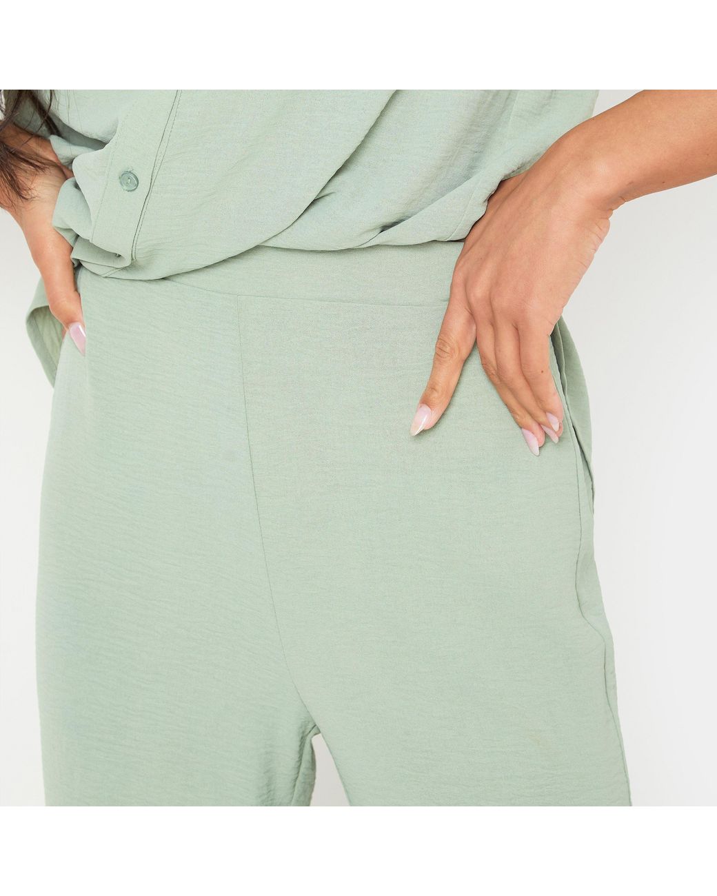 I Saw It First Green Soft Crepe Wide Leg Trousers