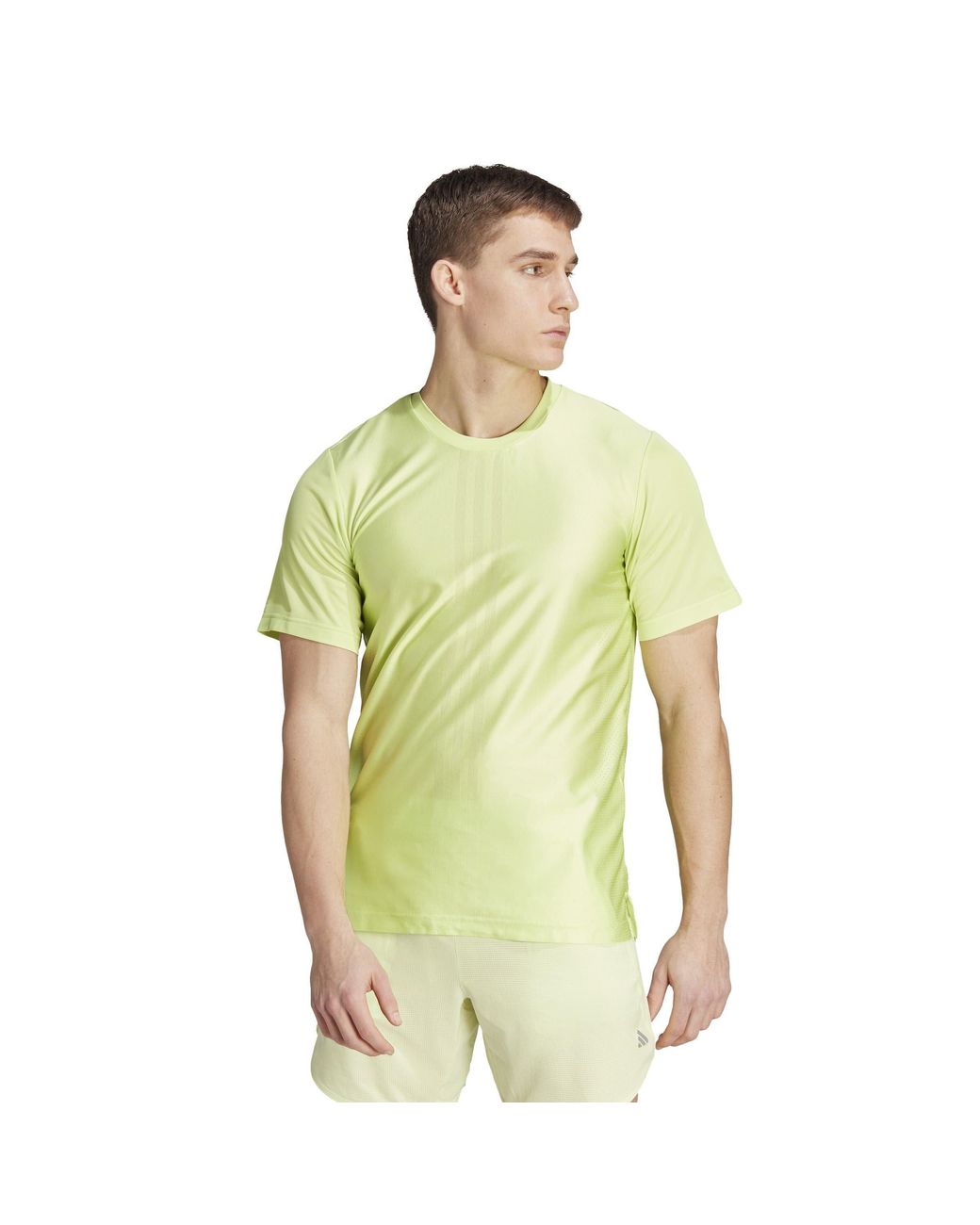 Adidas Yellow Hiit Workout 3-Stripes T-Shirt for men