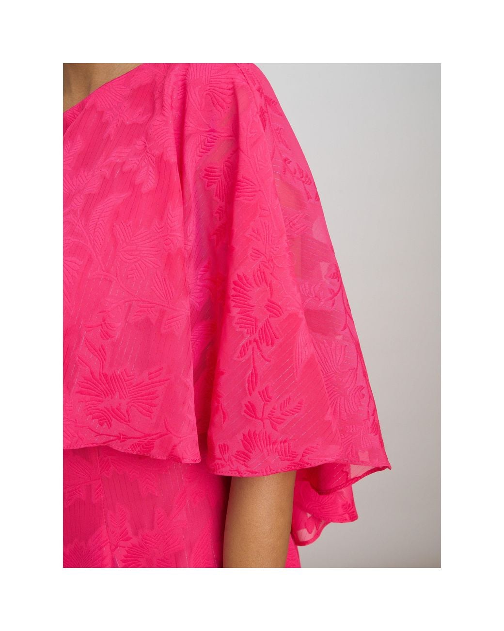 Gina Bacconi Pink Milly Jacquard Metallic Thread Dress