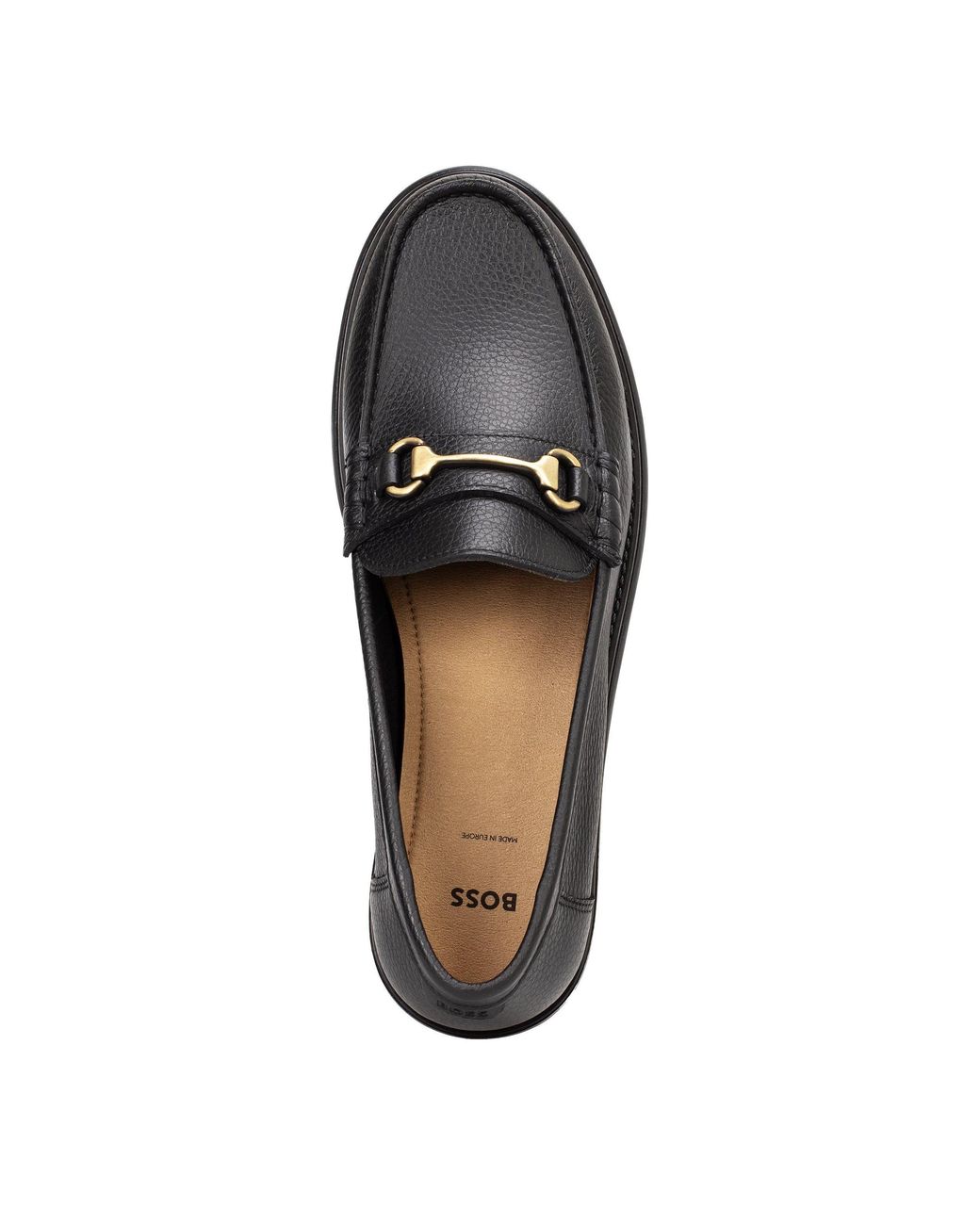 Boss Black Leather Slip-On Loafers With Emed Logo (Tevan) for men