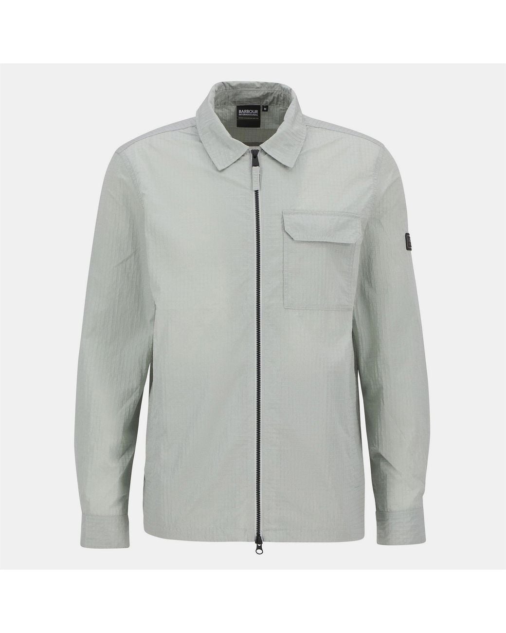 Barbour Gray Rosso Ripstop Long Sleeve Zip Overshirt for men