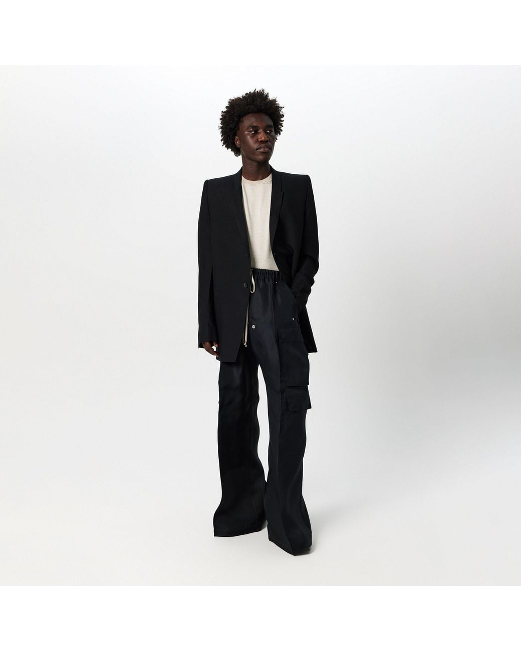 Rick Owens Black Hollywood Dirt Virgin Wool Long Sleeve Tailored Blazer for men