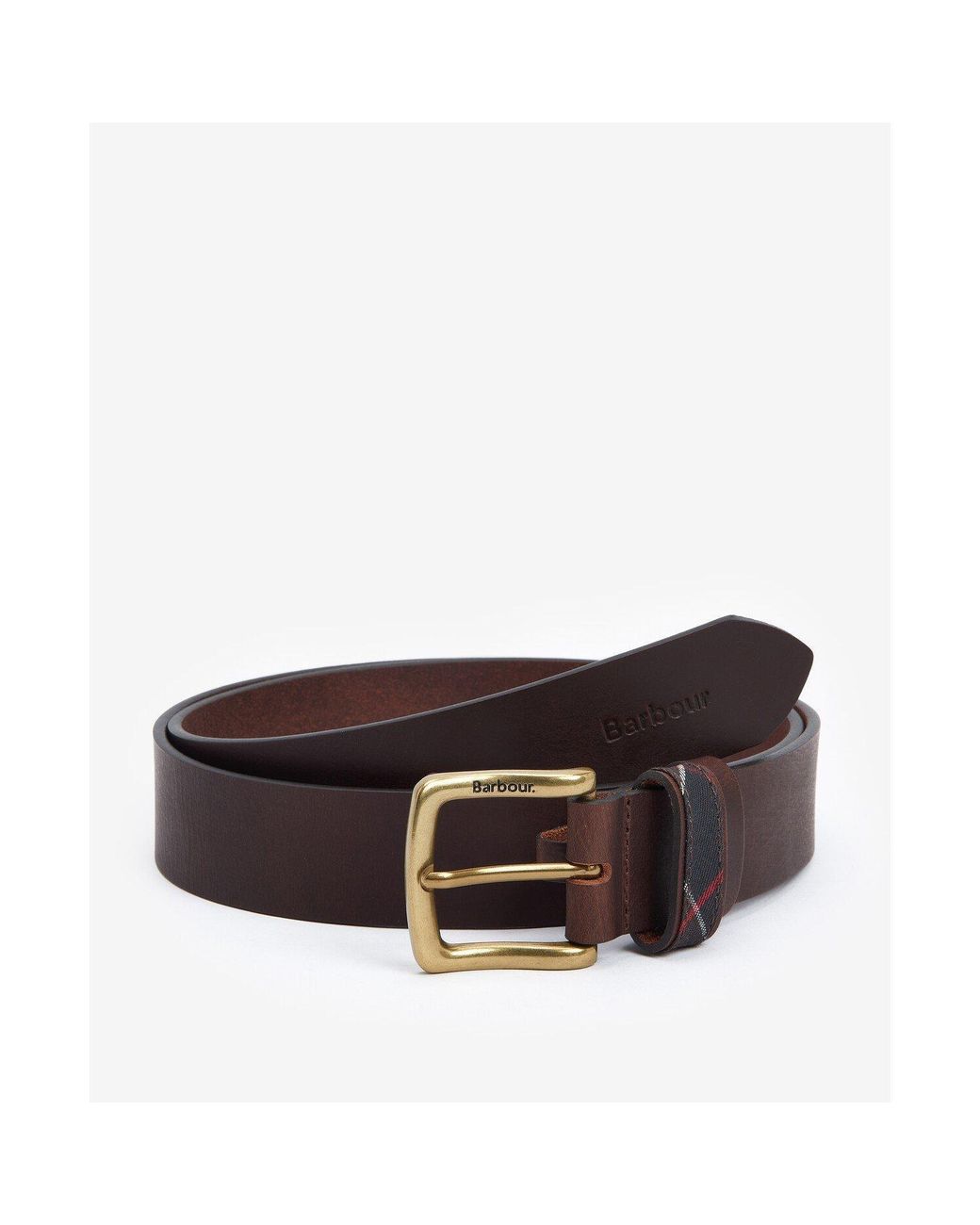 Barbour Brown Esk Leather Belt Size: L for men