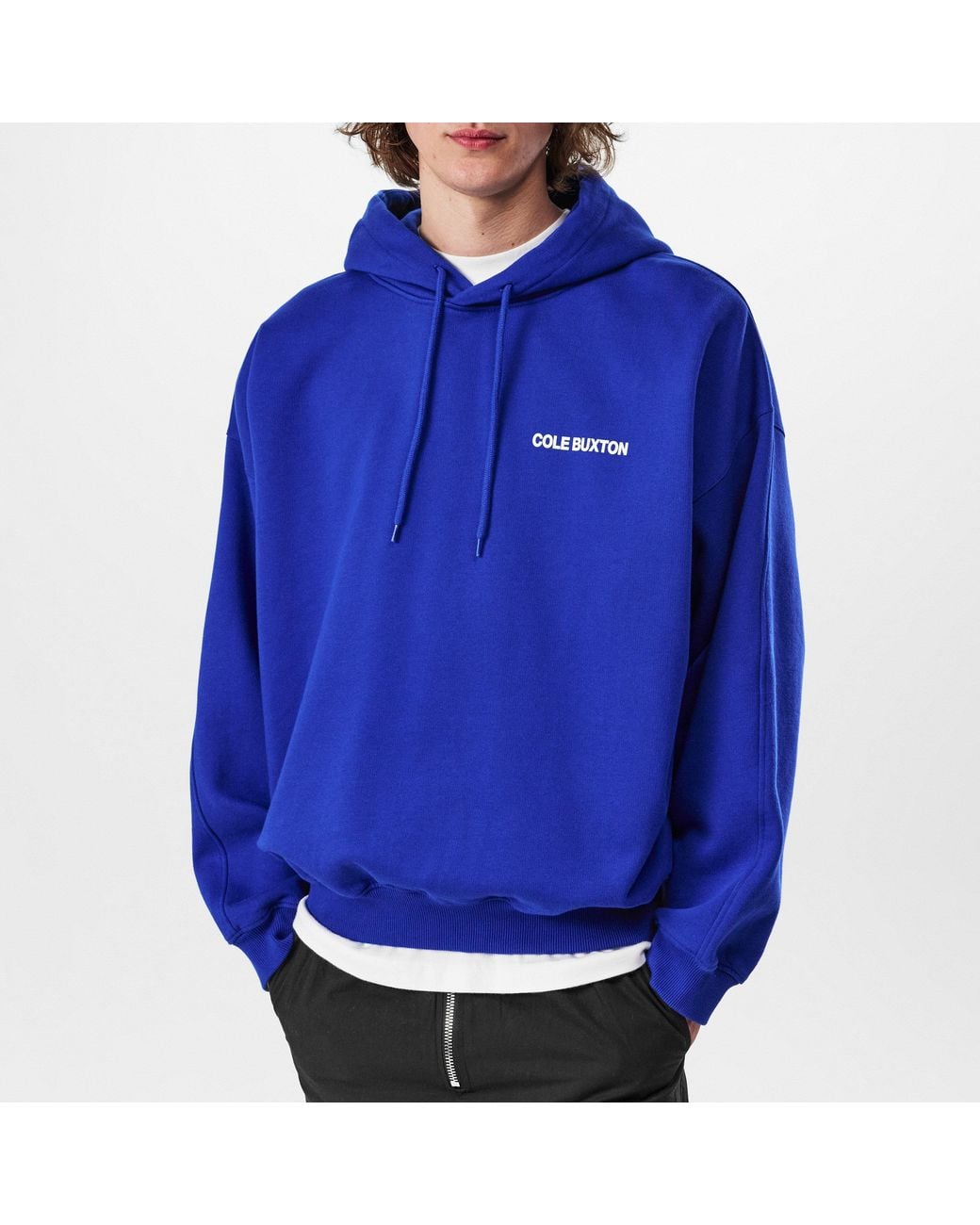 Cole Buxton Blue Logo Cotton Sportswear Hoodie for men