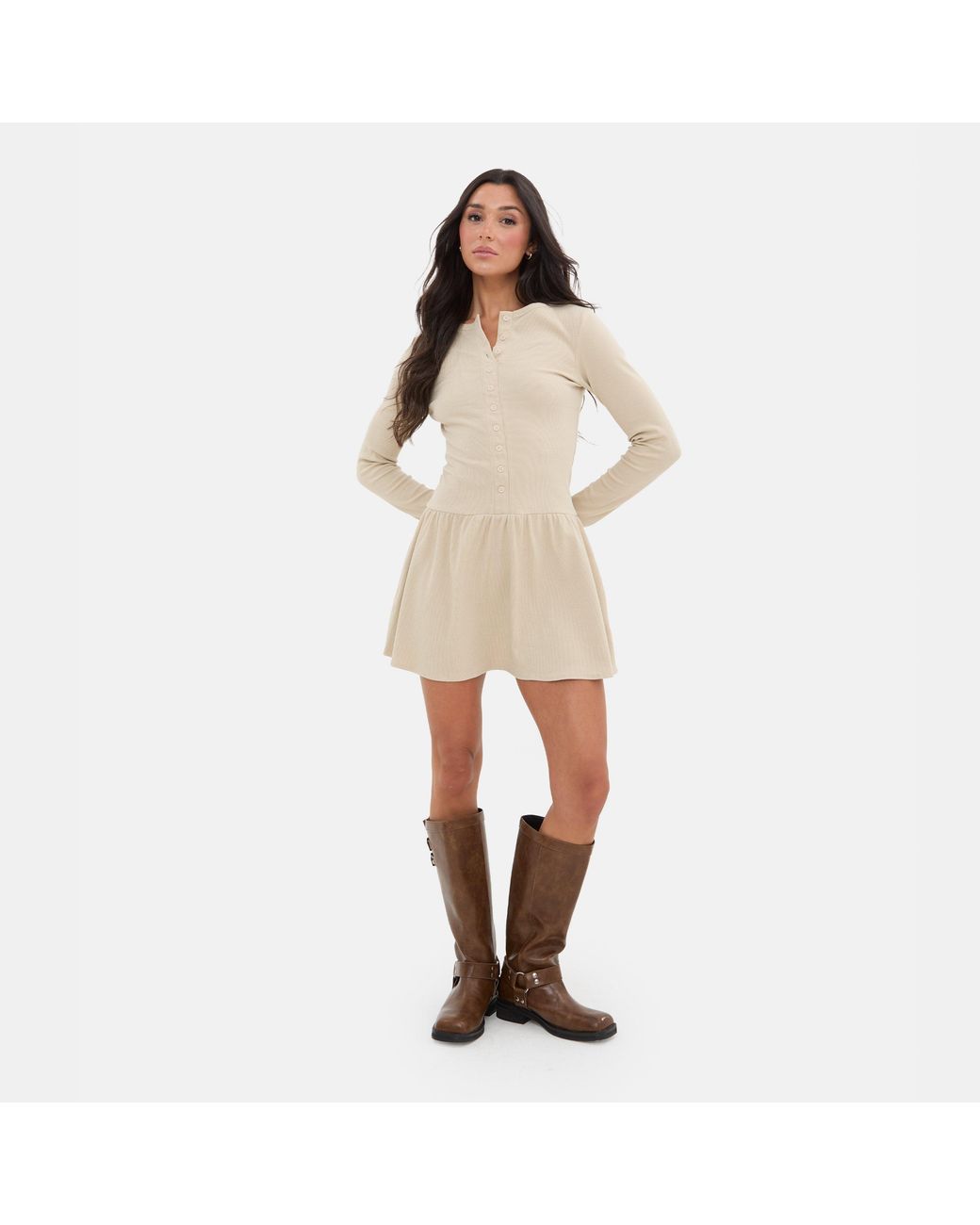 I Saw It First Natural Rib Mini Dress