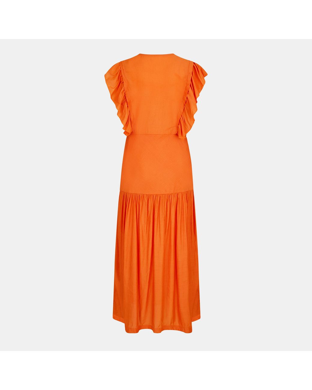 AX Paris Orange Frill Shoulder Button Front Midi Dress