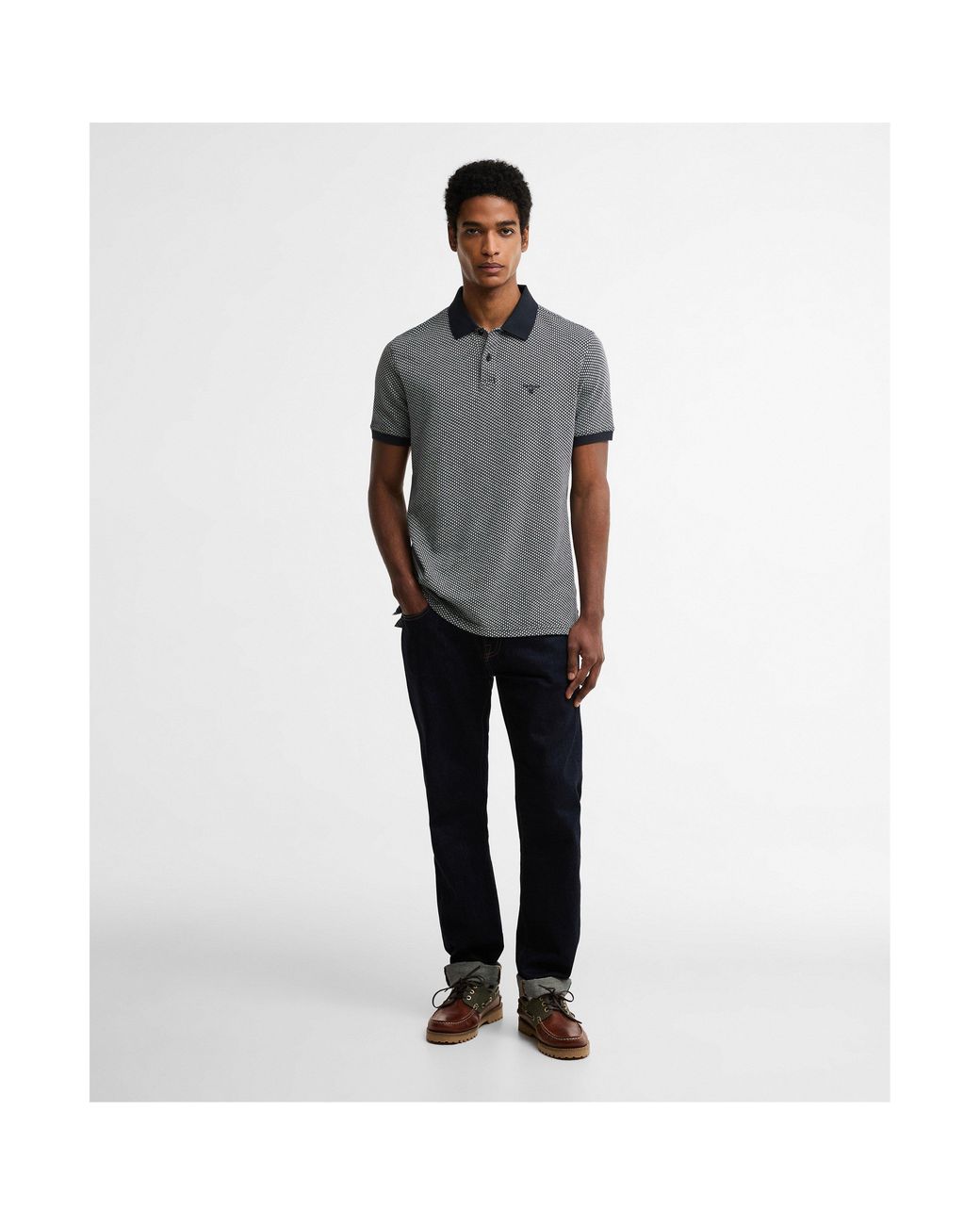 Barbour Gray Short Sleeve Polo Shirt for men