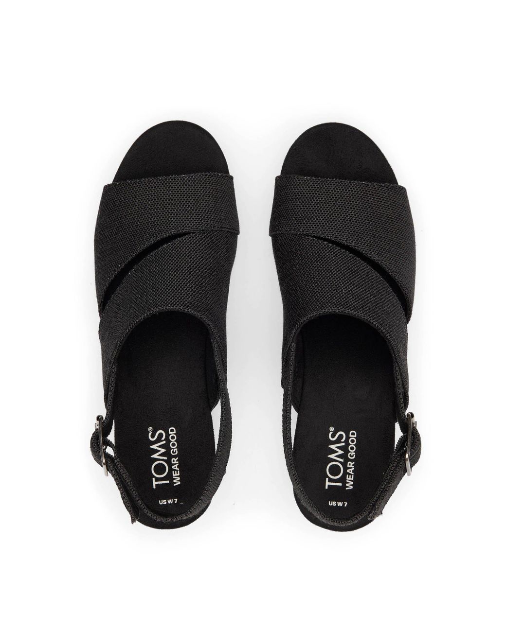 TOMS Black Claudine Platform Wedge Sandal