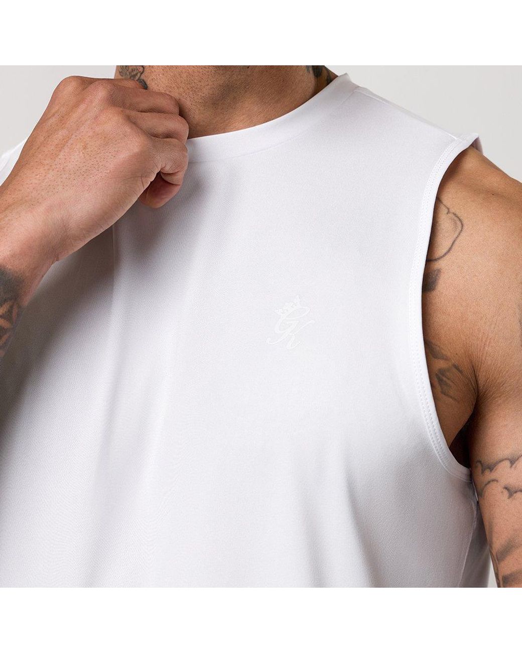 Gym King White Victory Performance Vest for men