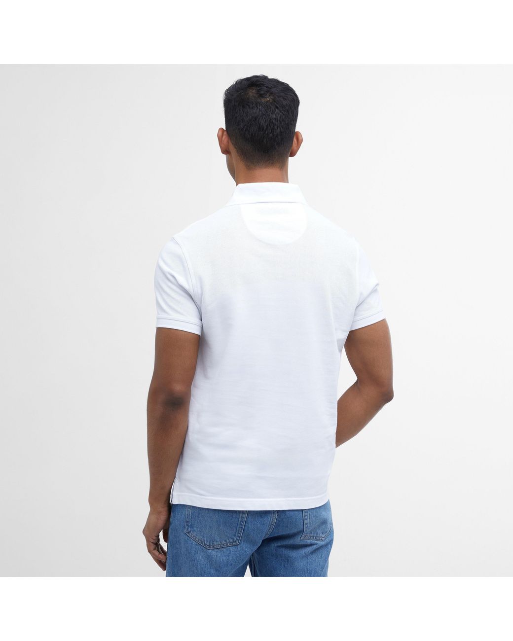 Barbour White Tartan Pique Polo Shirt for men