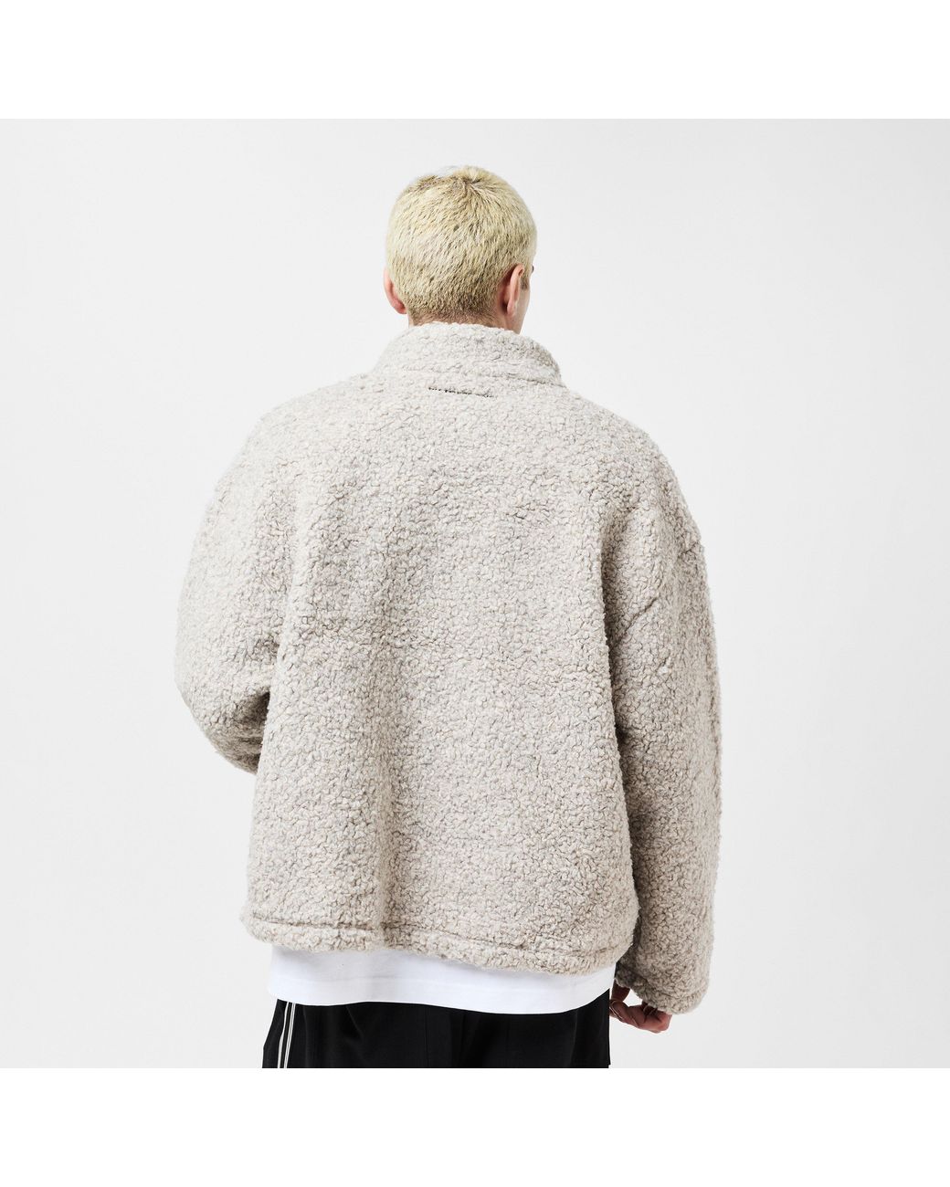 MKI Miyuki-Zoku Gray Wool Fleece Zipped Knitted Top for men