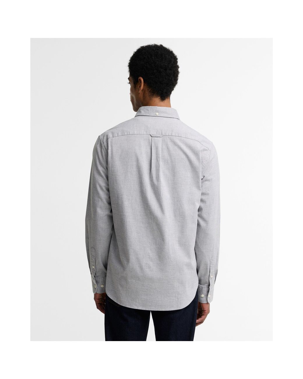 Barbour Gray Nevis Authentic Long-Sleeve Cotton Textured Shirt for men