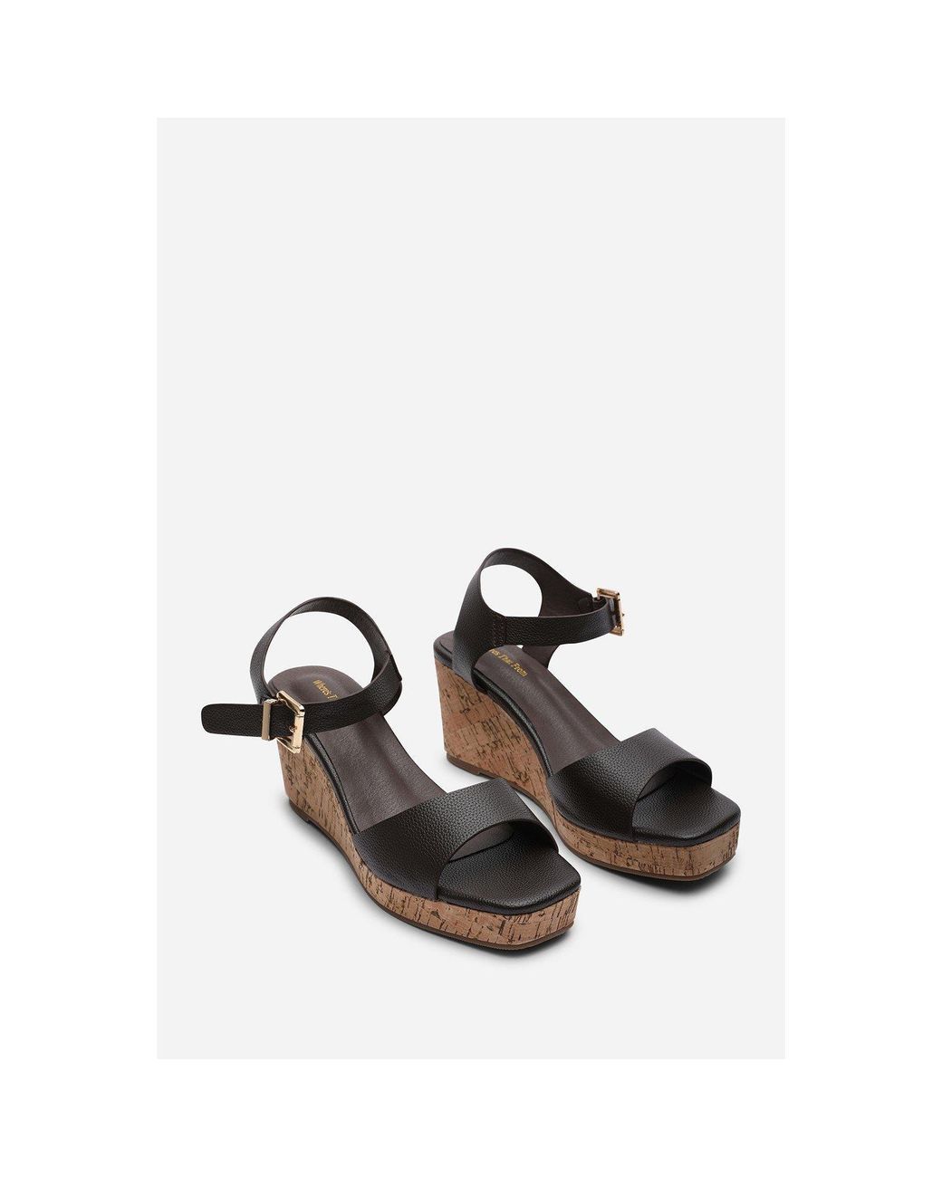 Where's That From Brown Giselle Wide Fit Cork Platform Wedge