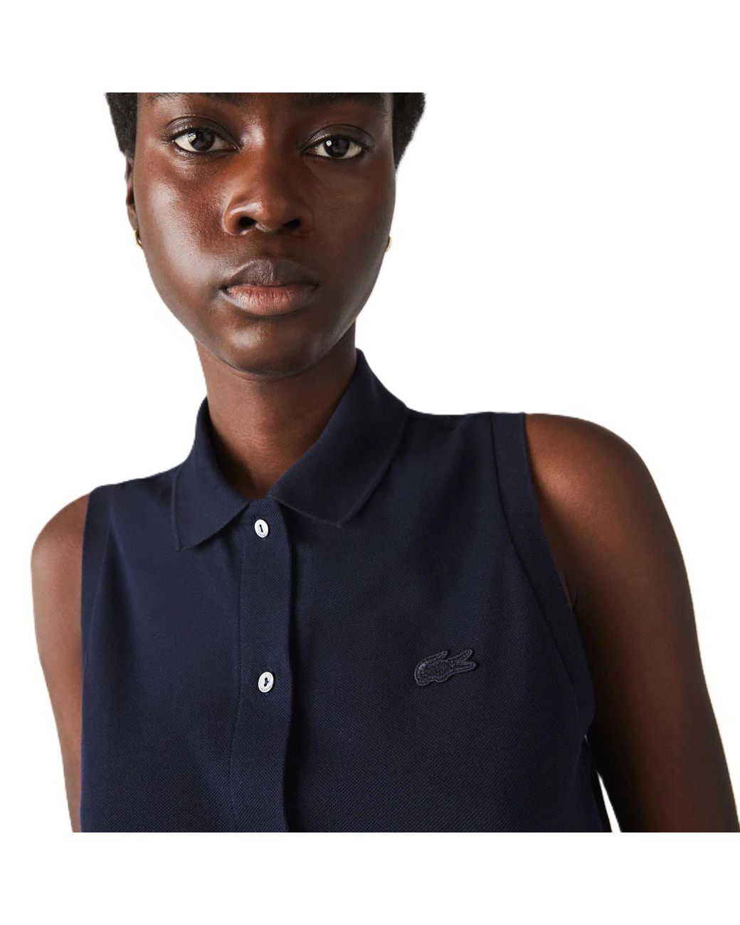 Lacoste Blue Ef1107 Collared Neck Maxi T-Shirt Dress