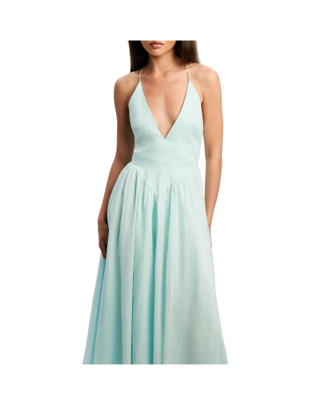 Bardot Blue Arletha Halter Cotton Maxi Dress
