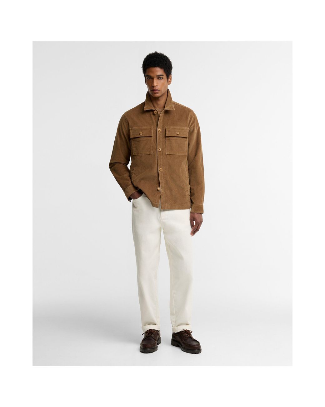 Barbour Brown Cord Cotton Long Sleeve Overshirt for men