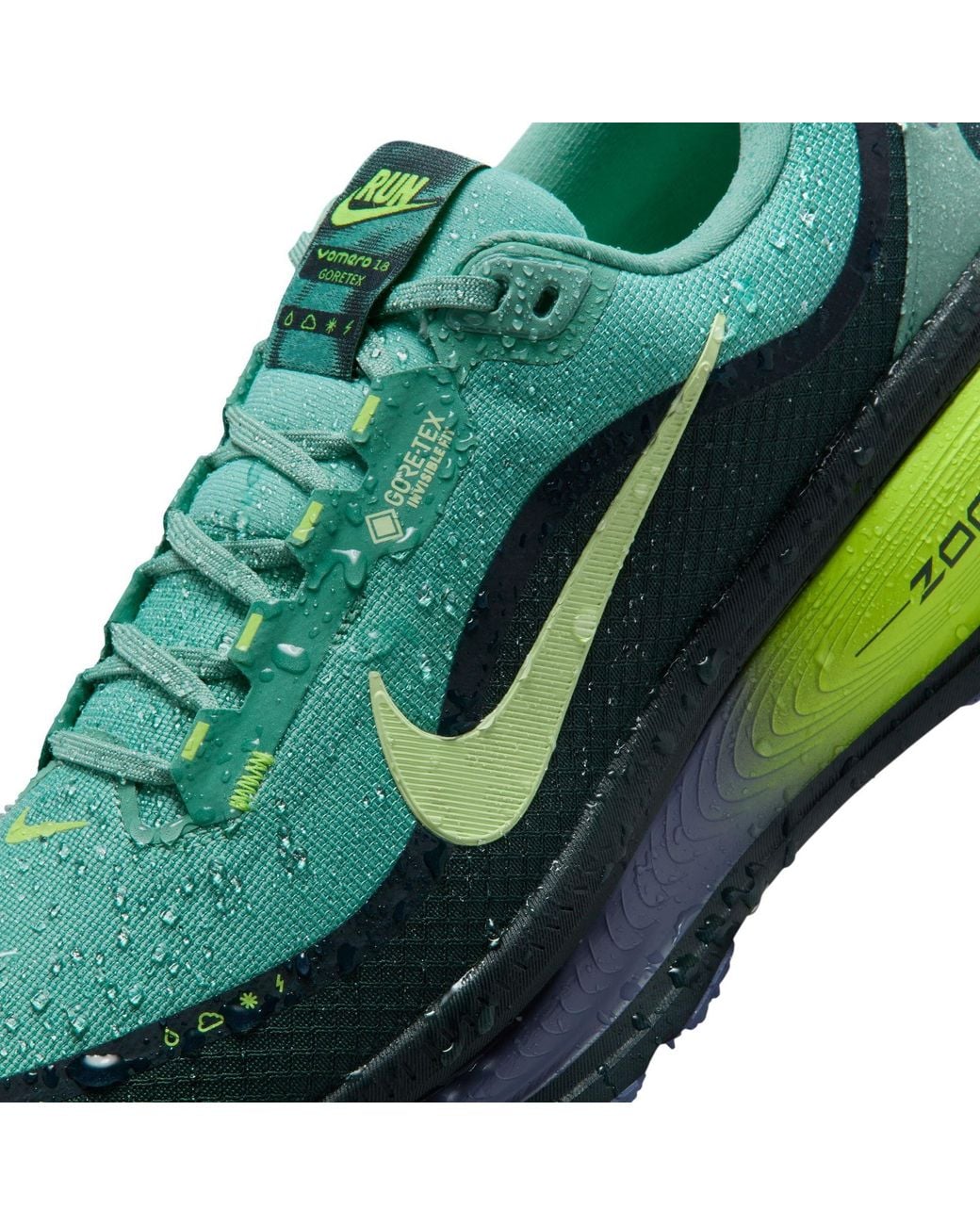 Nike Green Vomero 18 Gore-Tex Waterproof Road Running Shoes With Reflective Accents for men