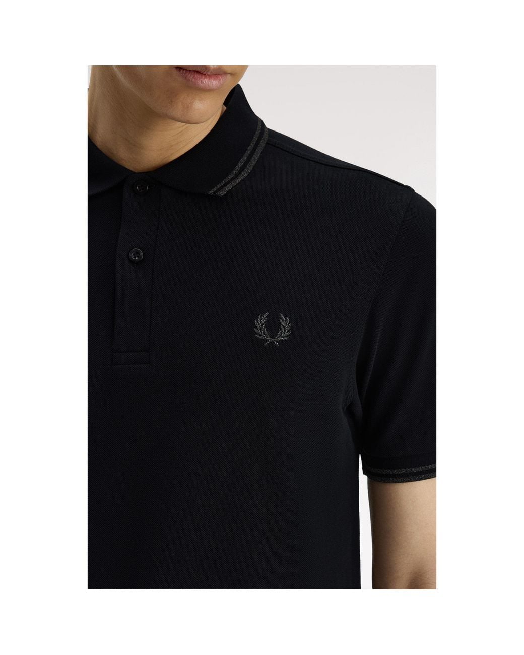 Fred Perry Black Short Sleeve Twin Tipped Polo Shirt for men