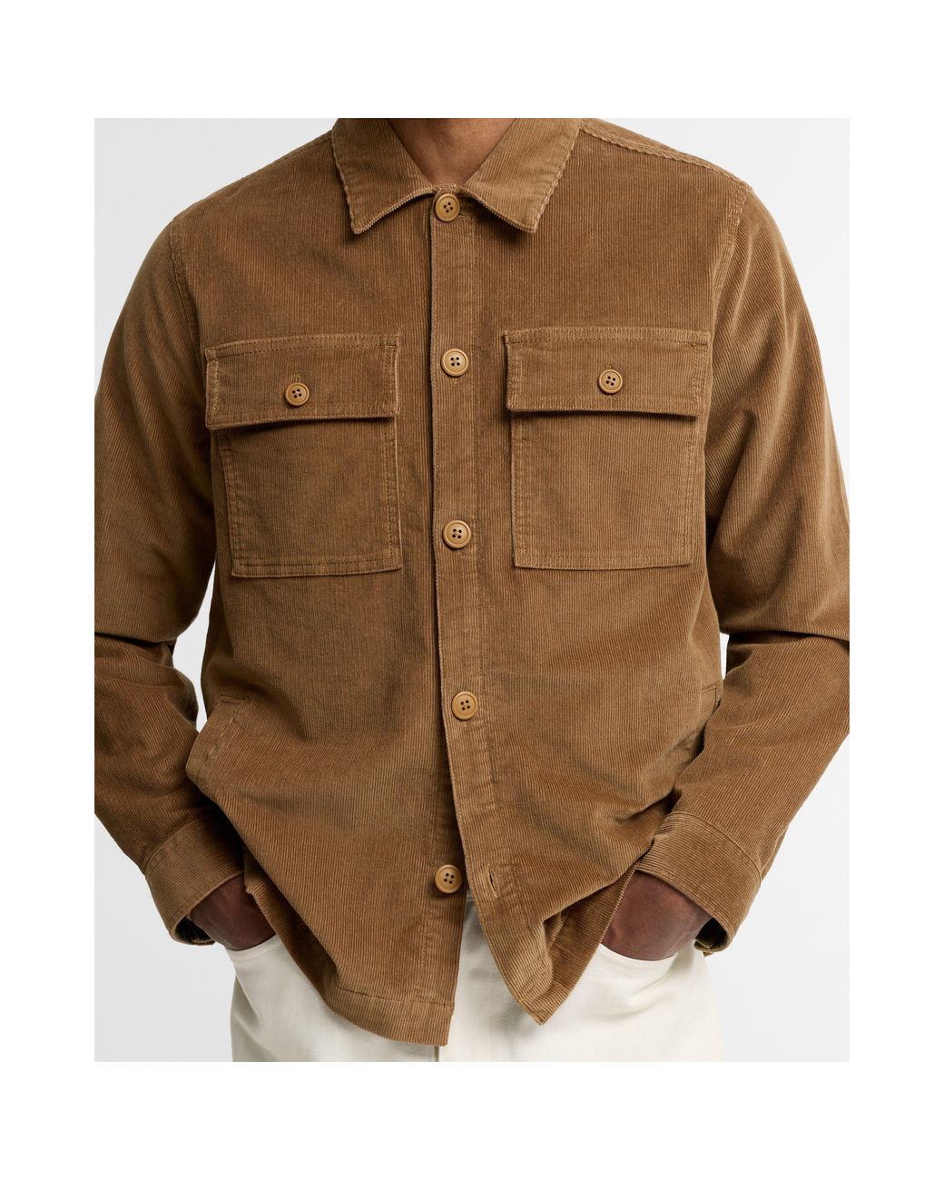 Barbour Brown Cord Cotton Long Sleeve Overshirt for men