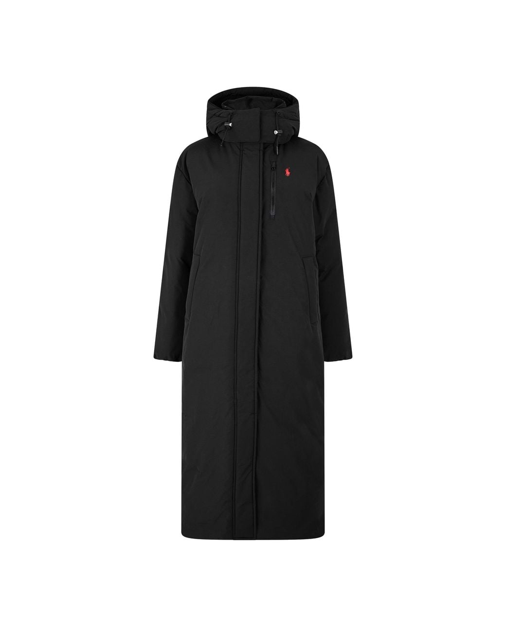 Polo Ralph Lauren Black Woven Full-Zip Long Puffer Jacket