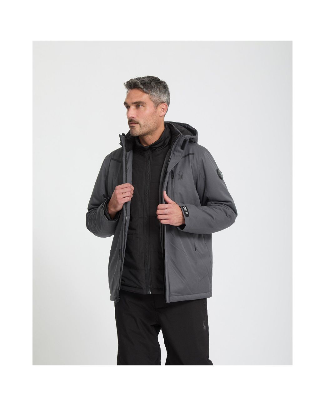 Spyder Gray Snow System Ski Jacket for men