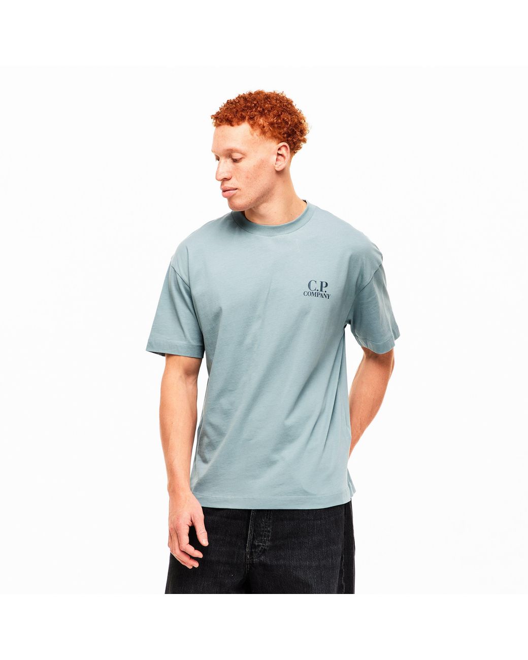 C P Company Blue Double Logo Tee for men
