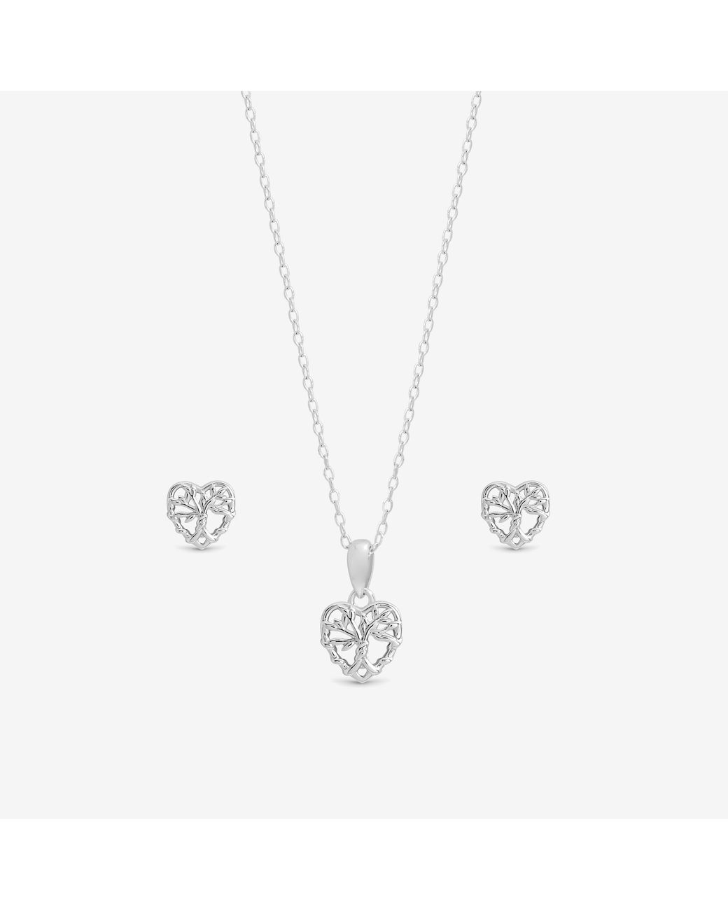 Simply Silver Gray Sterling 925 Tree Of Love Set