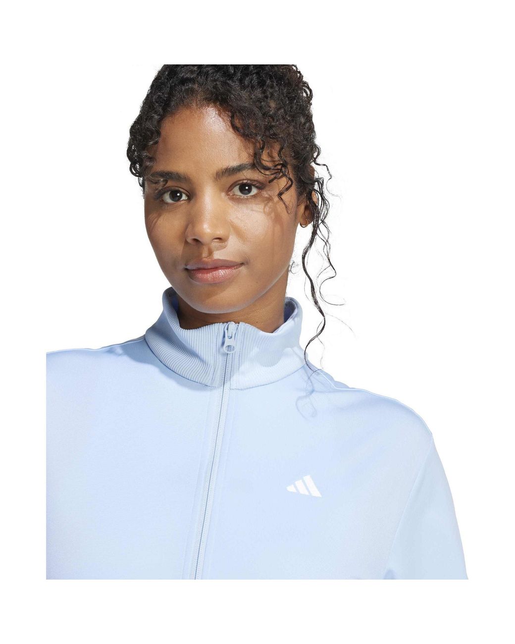 Adidas Blue Feelcozy Long-Sleeve Zip-Collar T-Shirt
