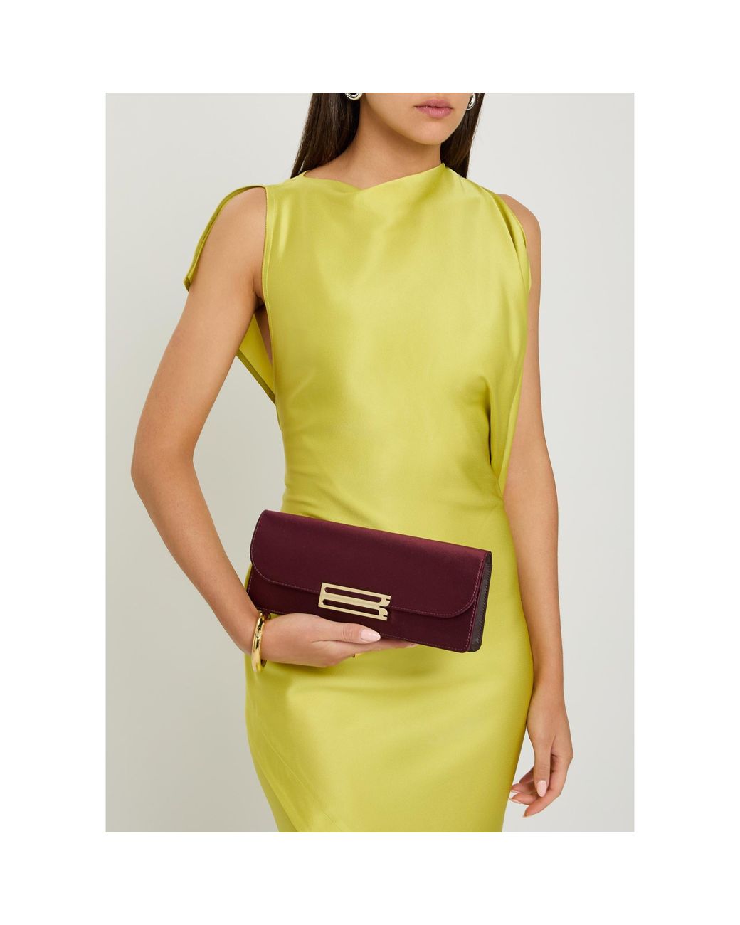 Victoria Beckham Purple Dorian East-West Clutch Satin