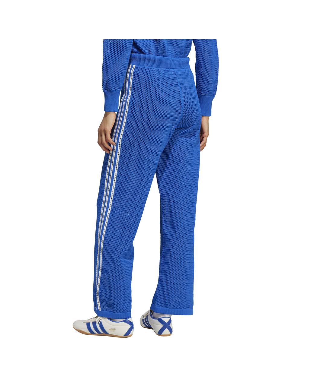Adidas Originals Blue Crochet Top Open Hem Fleece Jogger