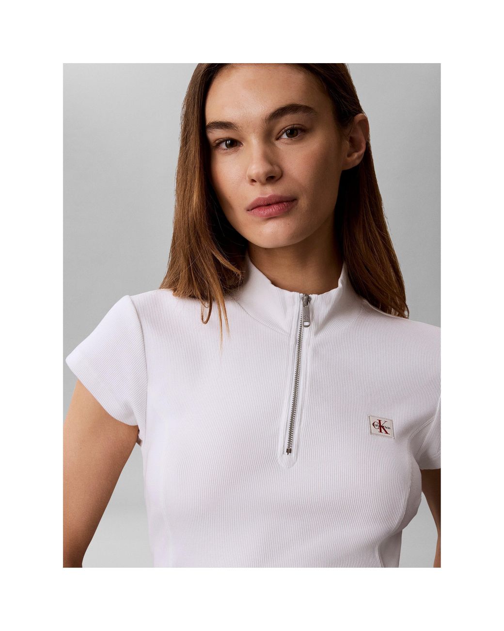 Calvin Klein White Knitted Short Sleeve Polo Shirt