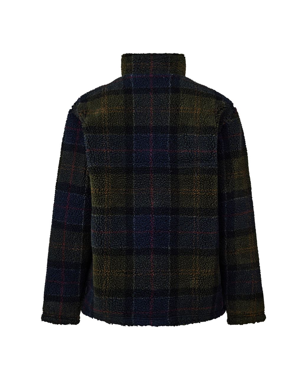 Barbour Black Tartan Full-Zip Teddy Coat for men