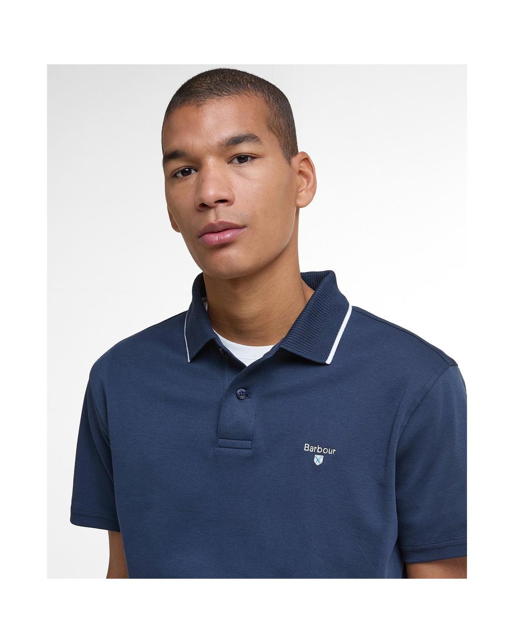 Barbour Blue Hackney Tailored Short-Sleeved Polo Shirt for men