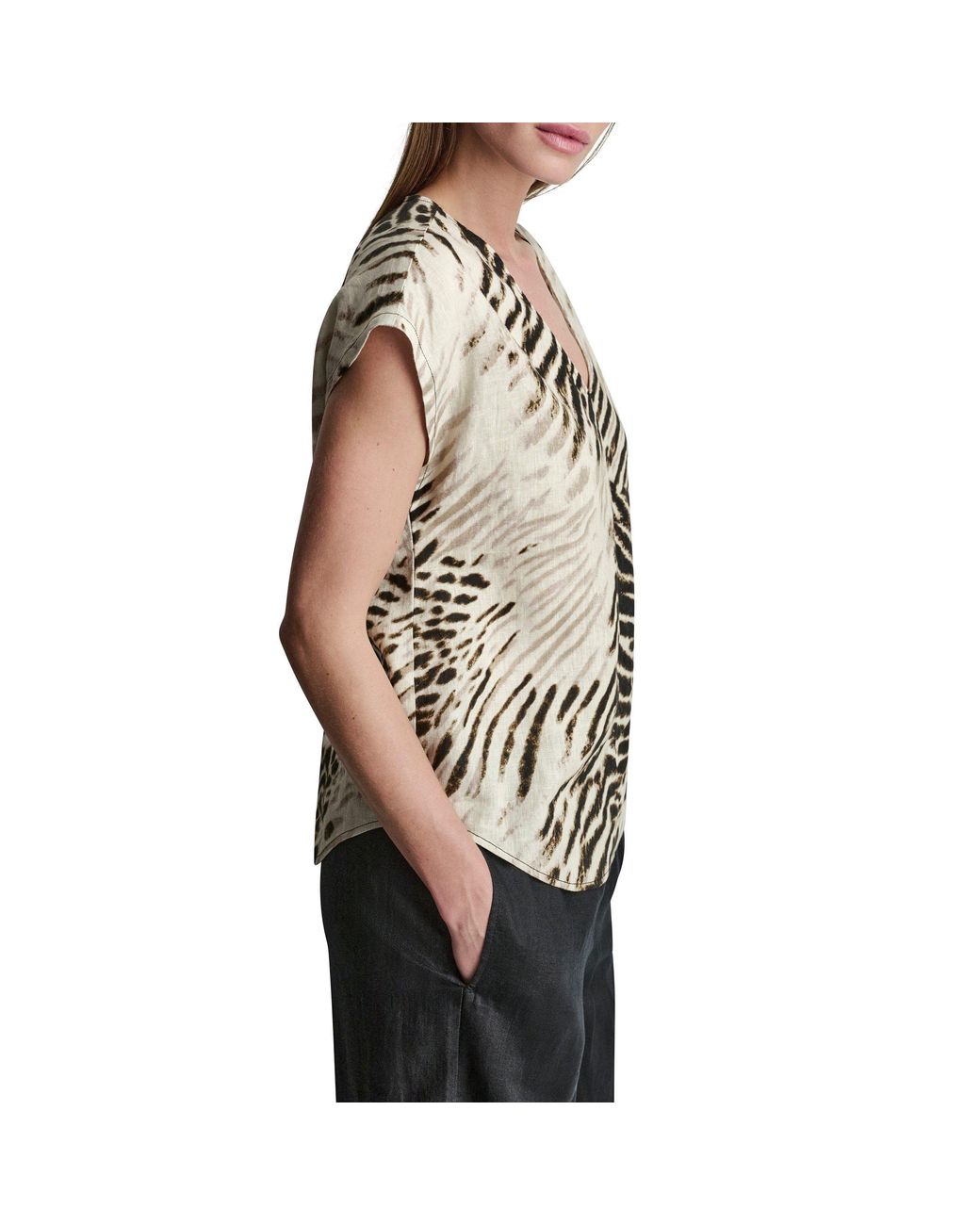 DKNY Multicolor Short Sleeve Blouse