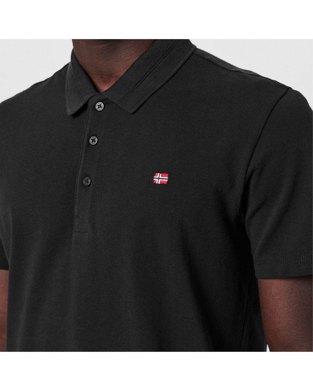 Napapijri Black Ealis Pique Polo Shirt for men