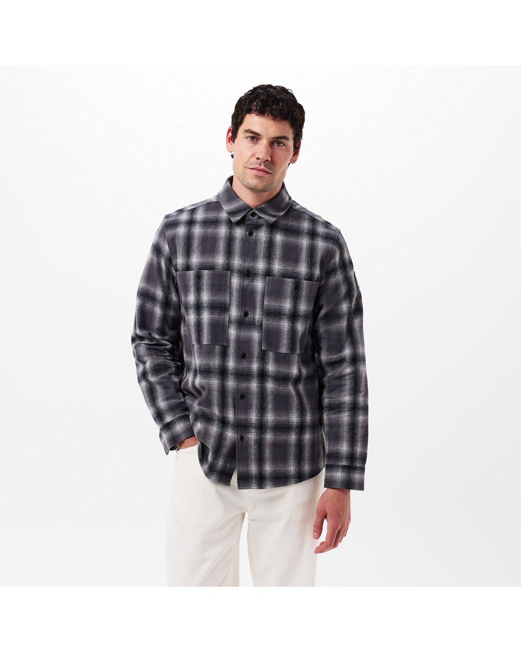 Belstaff Gray Outpost Long-Sleeve Patterned Shirt for men