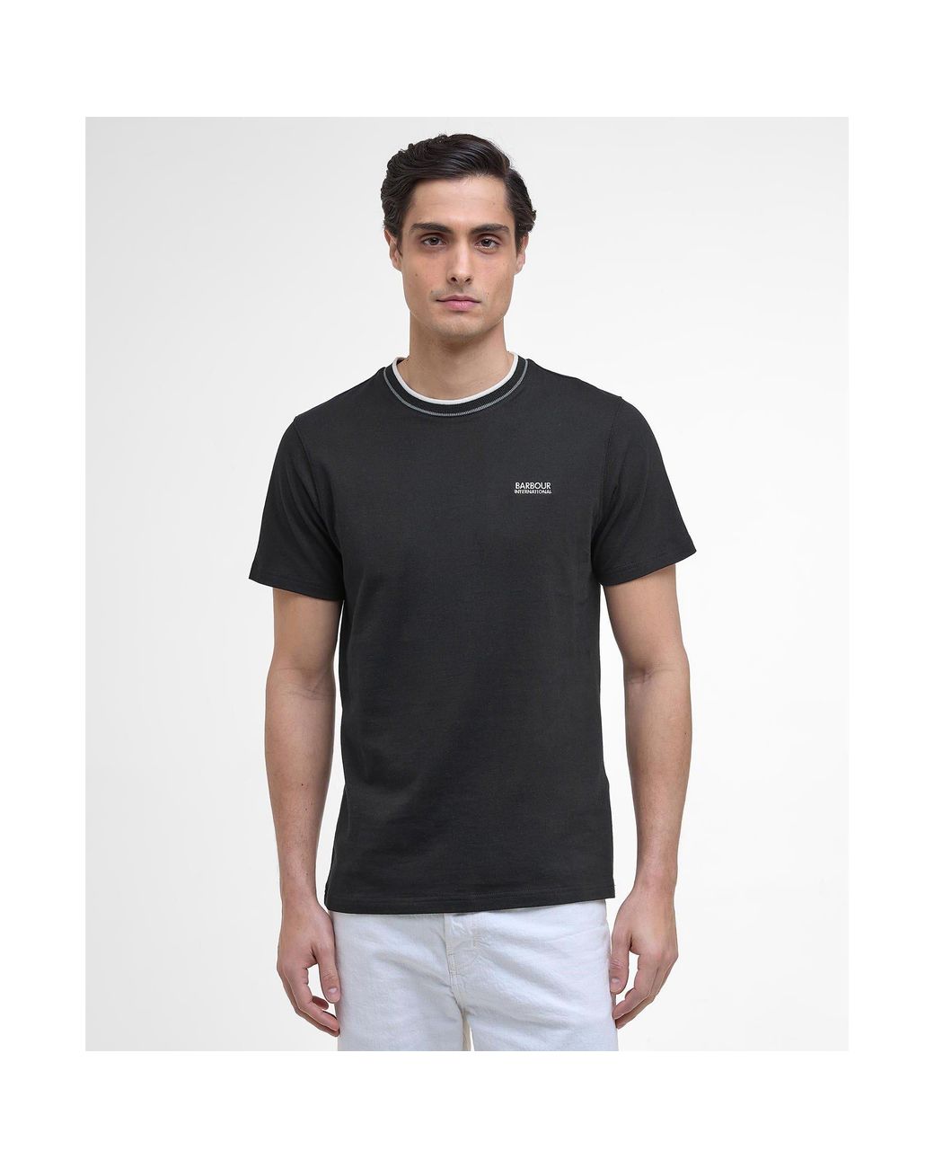 Barbour Black Buxton Tipped T-Shirt for men