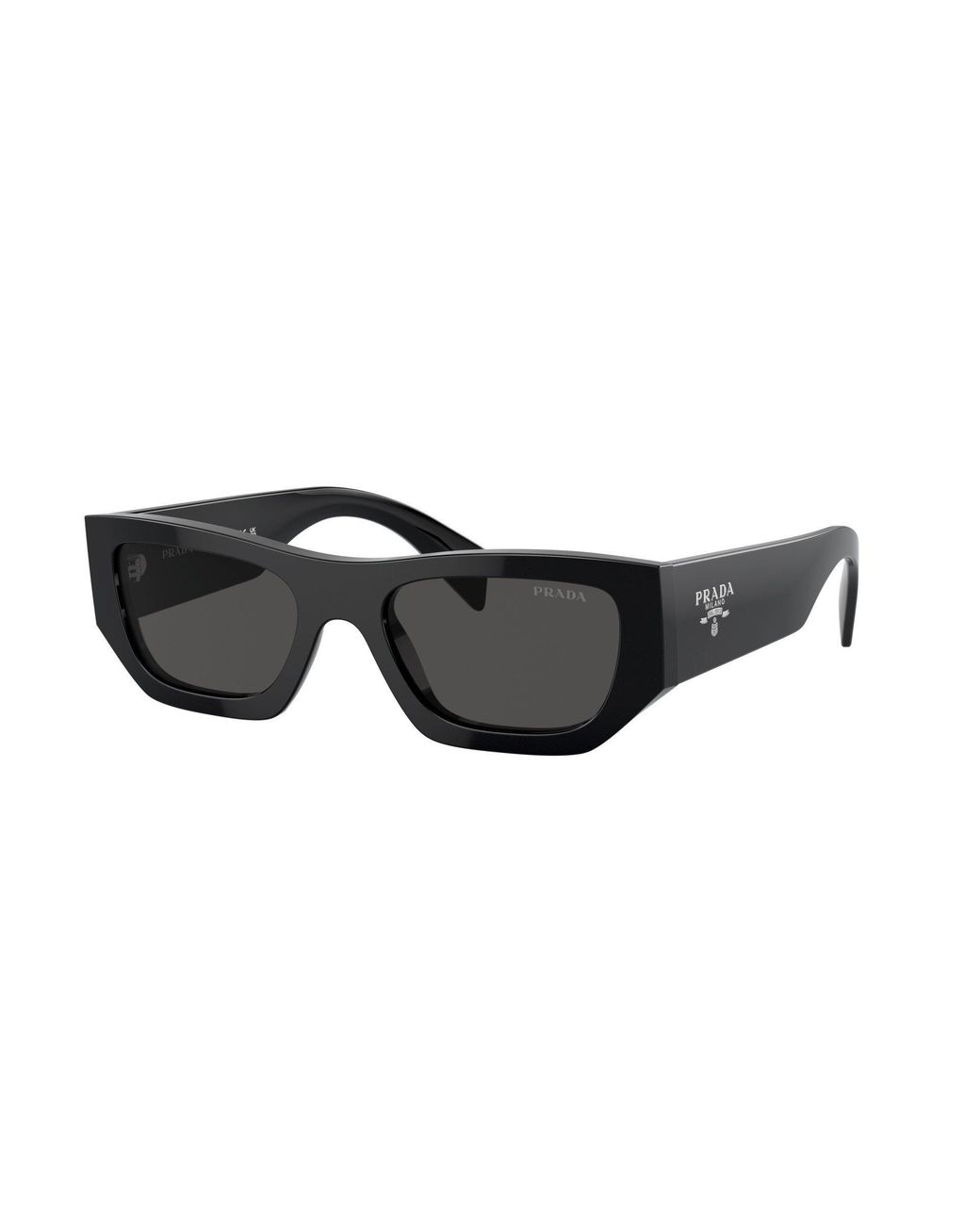 Prada Black Logo Rectangular Sunglasses